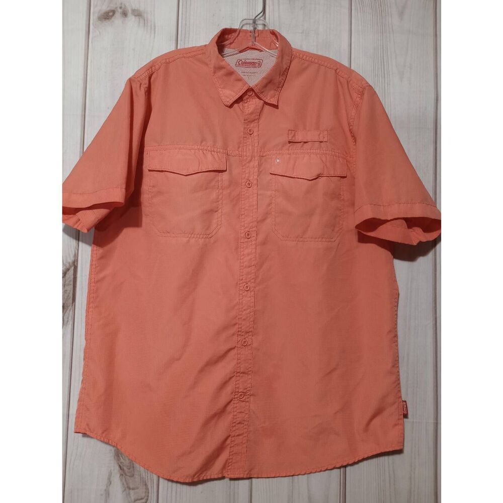 Coleman Shirt Men's Large Coral Button Front Fishing